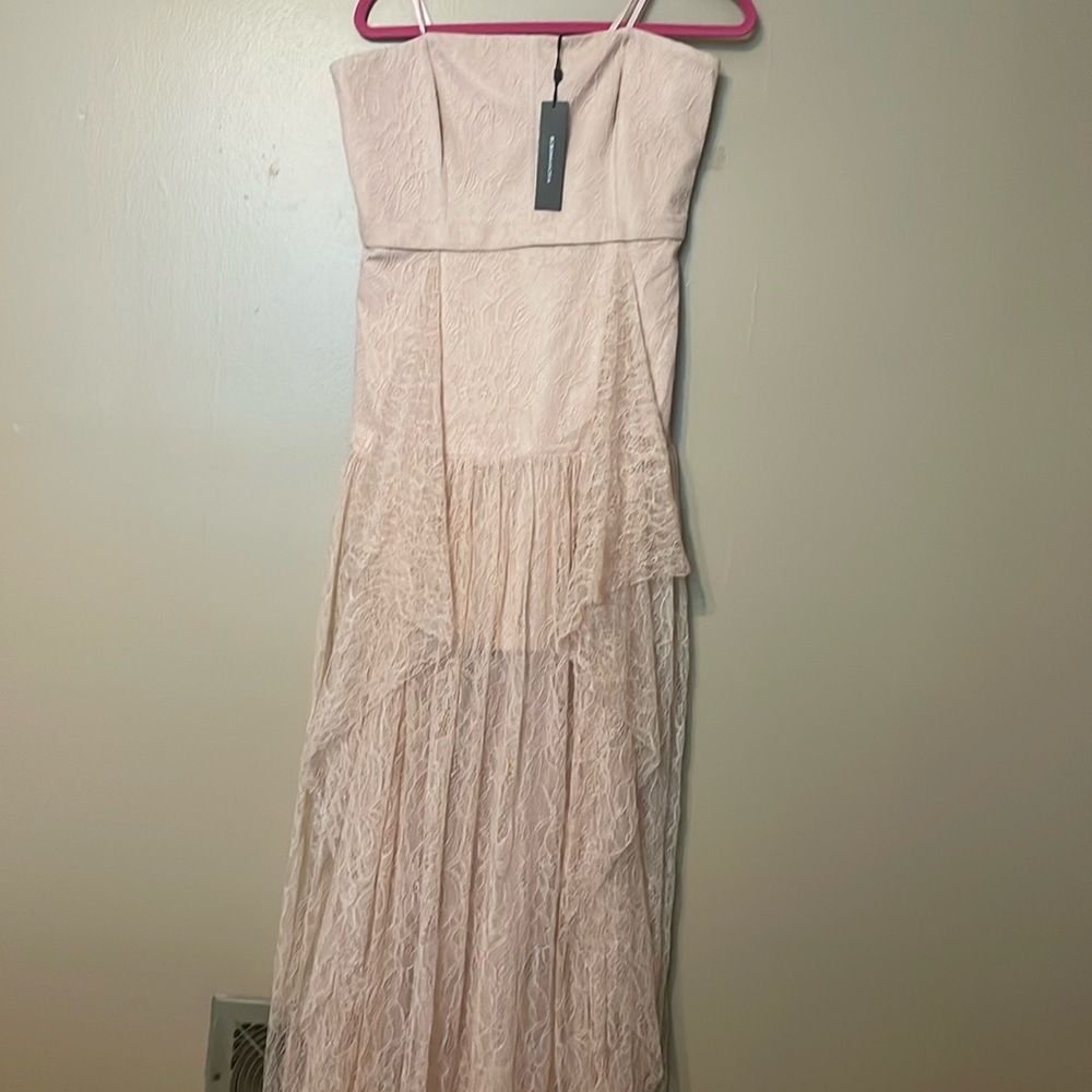 BCBGMaxAzria Pink Strapless Gown for Wedding Guest